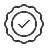 White line illustration of a circular badge with a checkmark, representing the EYLUME Clinically Proven Relief feature that helps restore hydration and comfort for dry eyes.