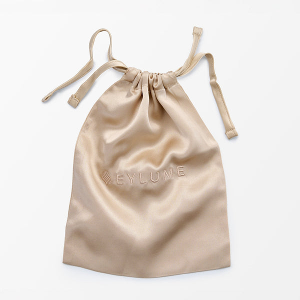 EYLUME luxury mulberry silk drawstring pouch with embroidered logo