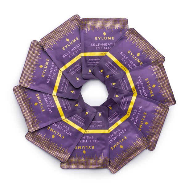EYLUME Renew self heating eye mask lavender 10 pack of individually wrapped warming eye masks infused with lavender