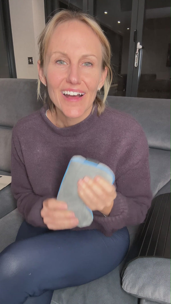 Customer sharing their experience using the EYLUME heated eye mask in a second testimonial video.